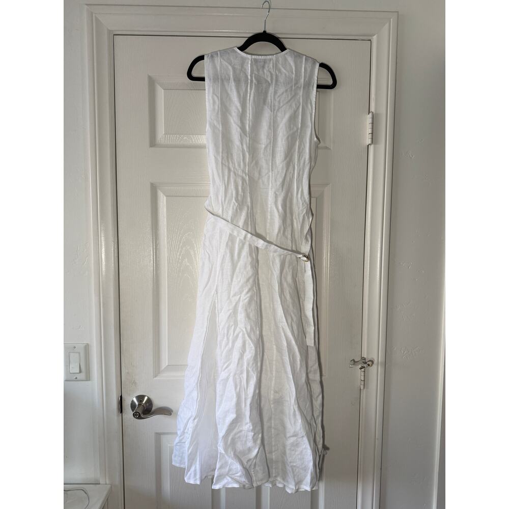 j. crew seamed linen midi dress removable belt white ca671 women size medium - Picture 5 of 8